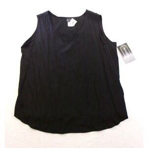 Anxiety‎ VTG Plus Size 24 Tank Top Black Lace V-Neck Made in USA Y2K NWT Woven